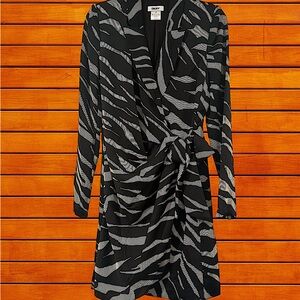 DKNY Black and Tan Wrap Dress